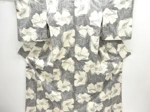 花模様織り出し手織り紬着物